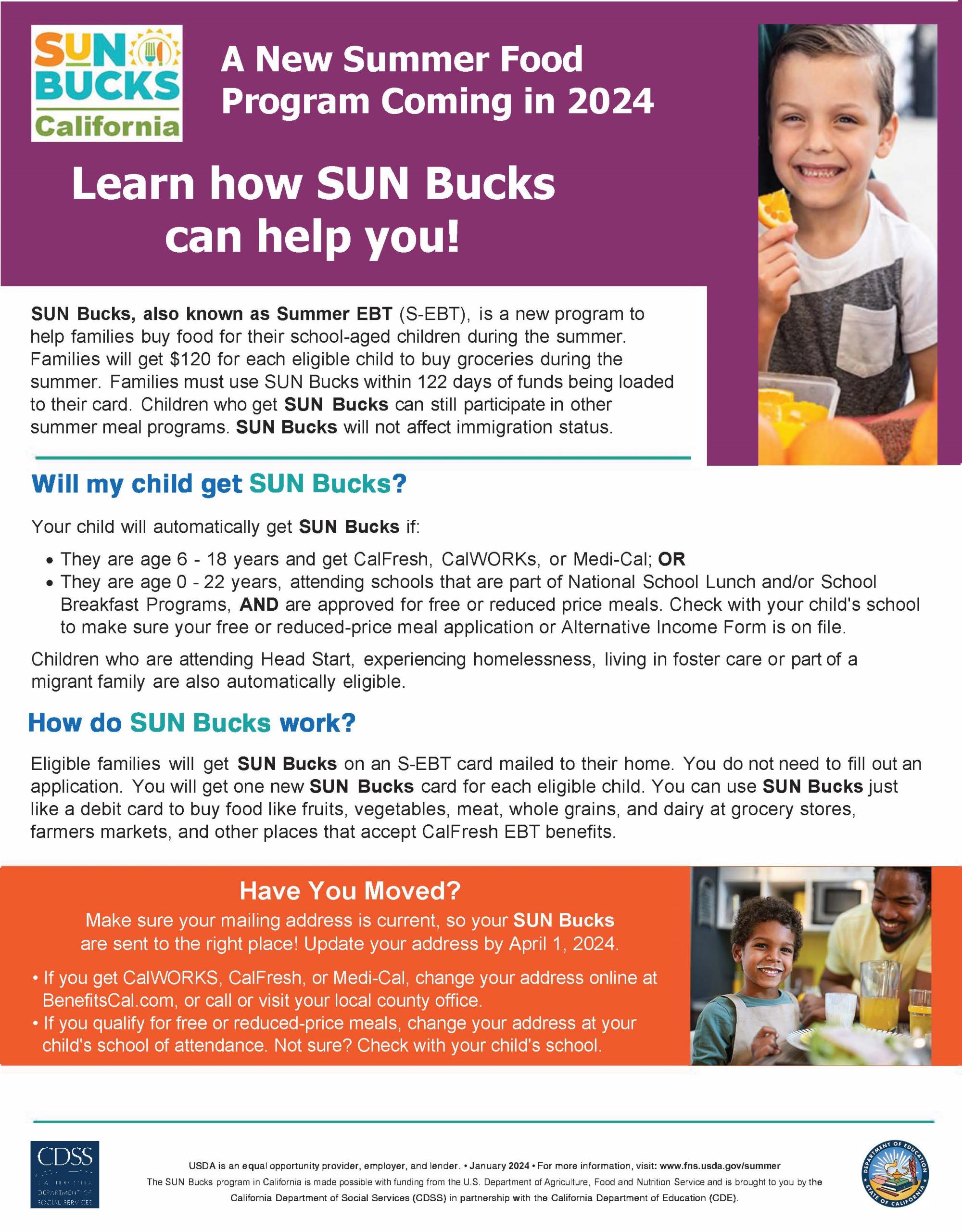 Summer EBT SUN Bucks Flyer - English