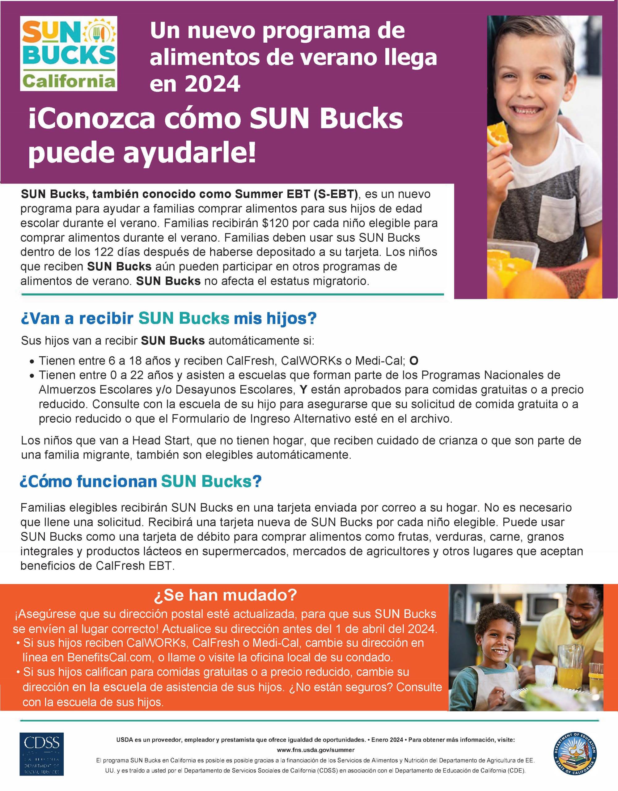 Summer EBT SUN Bucks Flyer - Spanish Translation